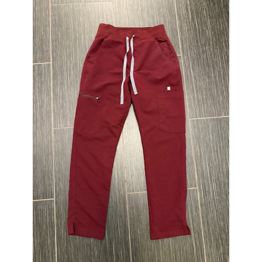 Figs High Waisted Yola Scrub Pants Women Sz XS Petite Burgundy Healthcare